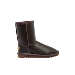 Napa Short UGG Boots Chocolate Color made in Australia from 100% genuine Australian sheepskin, unisex sheepskin UGG boots with Napa finish and army print design, durable warm and cozy UGG footwear for men and women, premium Australian quality UGGs for everyday wear