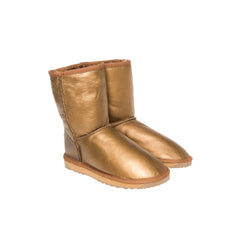 Napa Short UGG Boots Gold Color made in Australia from 100% genuine Australian sheepskin, unisex sheepskin UGG boots with Napa finish and army print design, durable warm and cozy UGG footwear for men and women, premium Australian quality UGGs for everyday wear