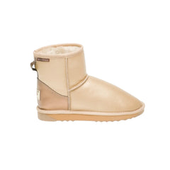 Napa Mini UGG boots made Bronze Color in Australia from premium Australian double-face sheepskin with Napa finish, classic mini UGG boots for women, water-resistant, warm and cozy with durable EVA rubber sole for indoor and outdoor wear