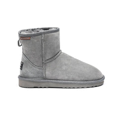 Premium Quality Unisex UGG Mini boots Grey Color made in Australia from Australian double-face sheepskin, classic timeless mini UGG boots for men and women, weather-resistant, warm and cozy with durable sole for indoor and outdoor wear