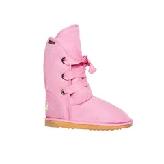 Roxy Nomad Short UGG boots OrchidPink Color made in Australia from premium Australian double-face sheepskin with front lace-up design, stylish short fashion UGG boots for women, warm and cozy, water-resistant with durable sole for indoor and outdoor wear