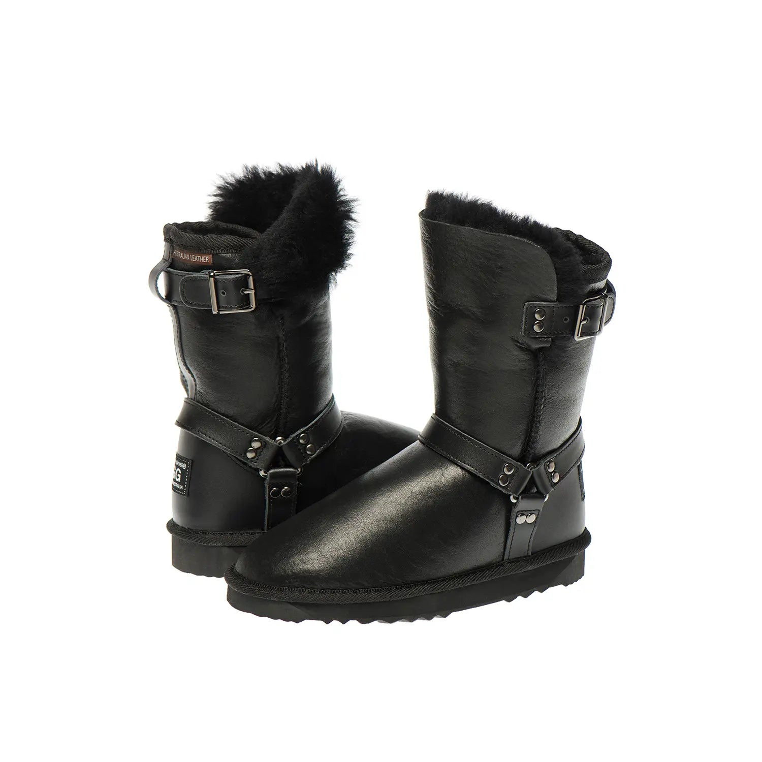 William UGG boots for men made in Australia from premium double-faced Australian sheepskin with Napa finish, stylish short fashion boots with two buckle accessories, warm and cozy water-resistant UGG boots with durable EVA rubber soles for indoor and outdoor wear