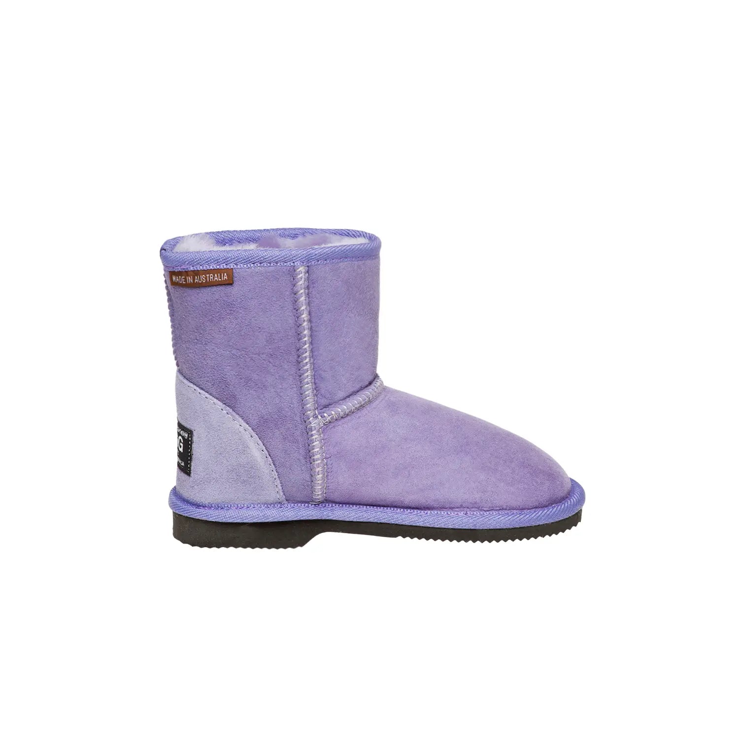 Classic Kids UGG boots Lilac Color made in Australia from premium Australian double-face sheepskin, timeless children’s UGG boots for everyday wear, warm and cozy with durable sole, stylish and comfortable sheepskin boots for school, play, indoor and outdoor use.