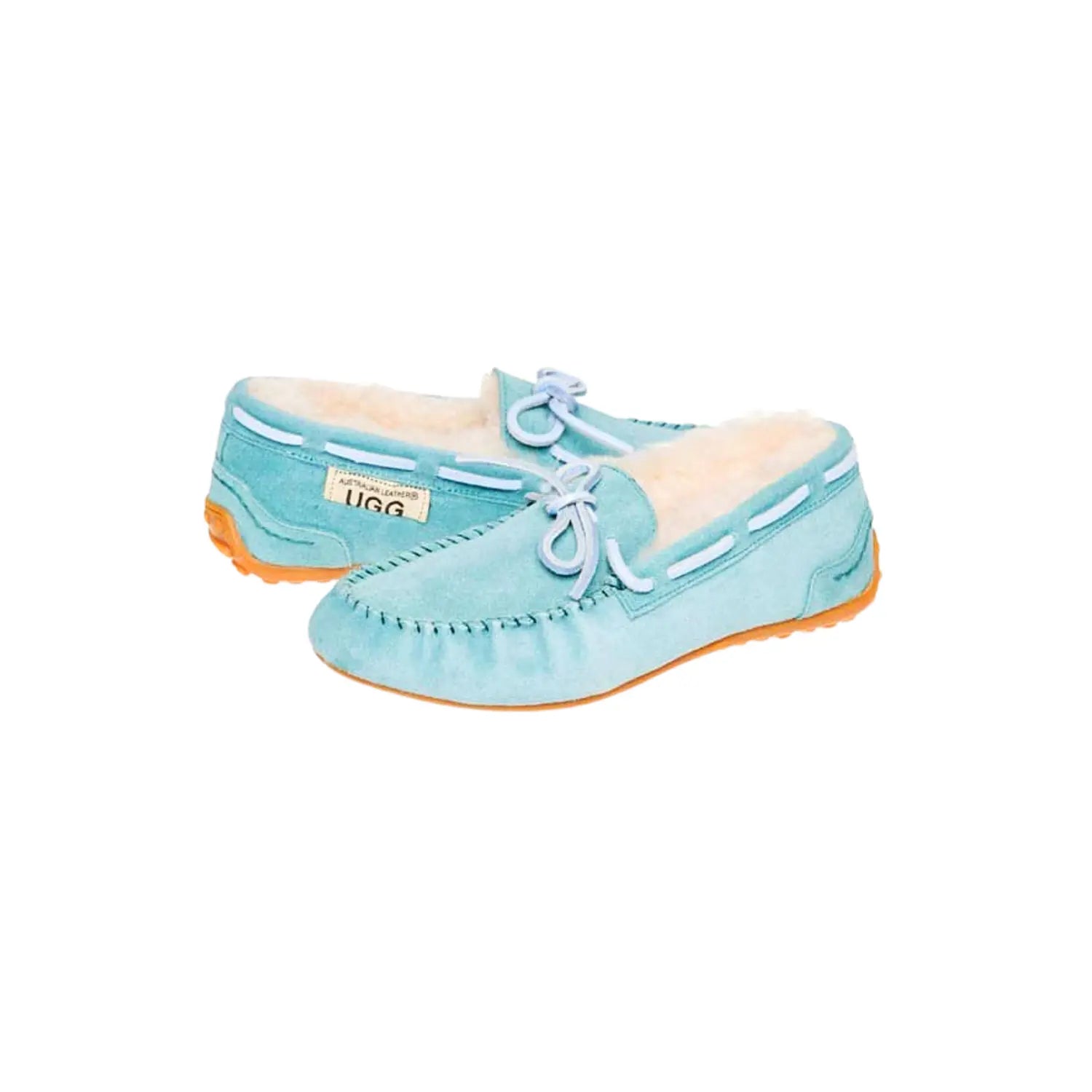 Classic UGG moccasins Aqua Color made in Australia from premium Australian double-face sheepskin with tie-up leather laces, stylish short fashion UGG boots for men and women, water-resistant, warm and cozy with durable EVA rubber sole for indoor and outdoor wear