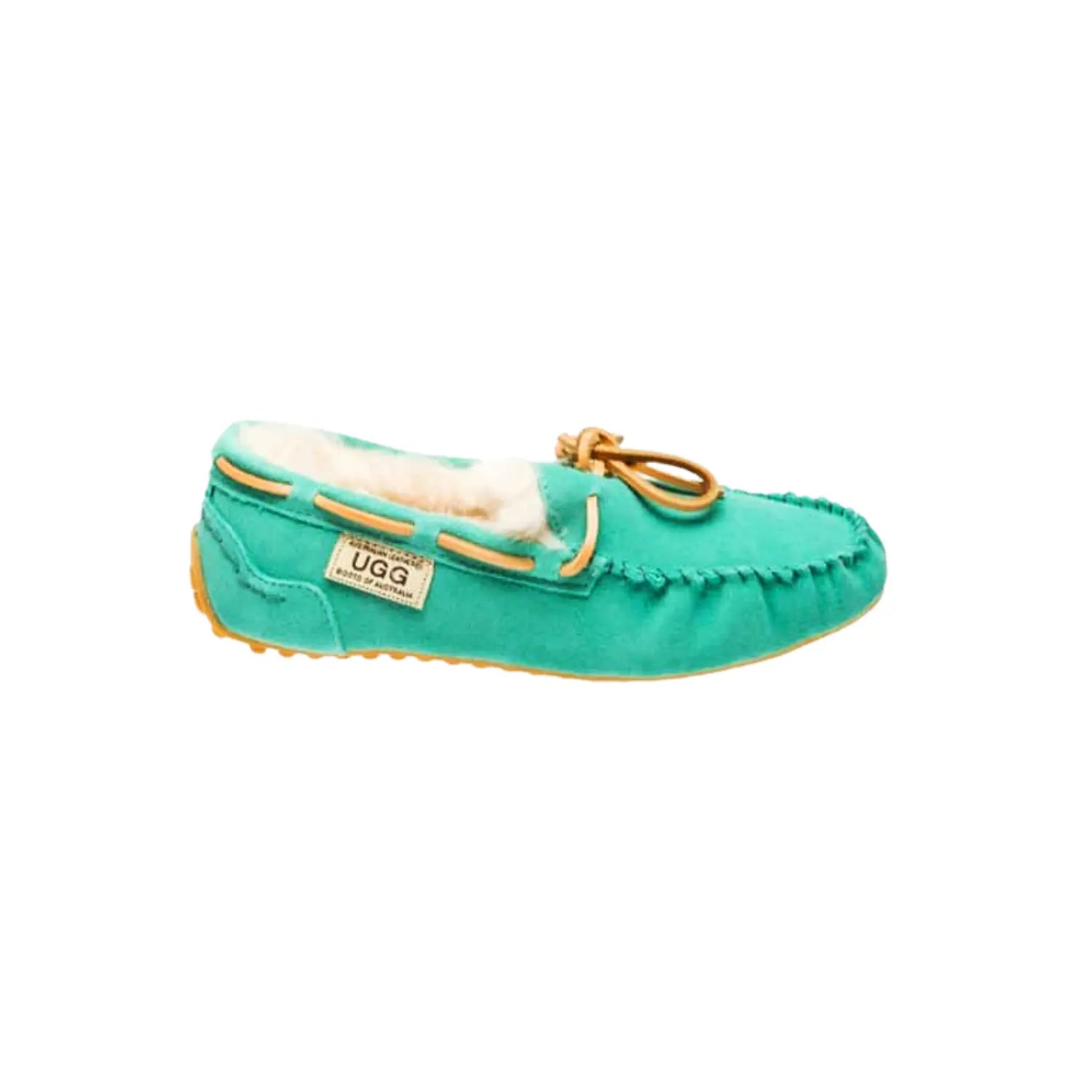 Classic UGG moccasins Mintgreen Color made in Australia from premium Australian double-face sheepskin with tie-up leather laces, stylish short fashion UGG boots for men and women, water-resistant, warm and cozy with durable EVA rubber sole for indoor and outdoor wear