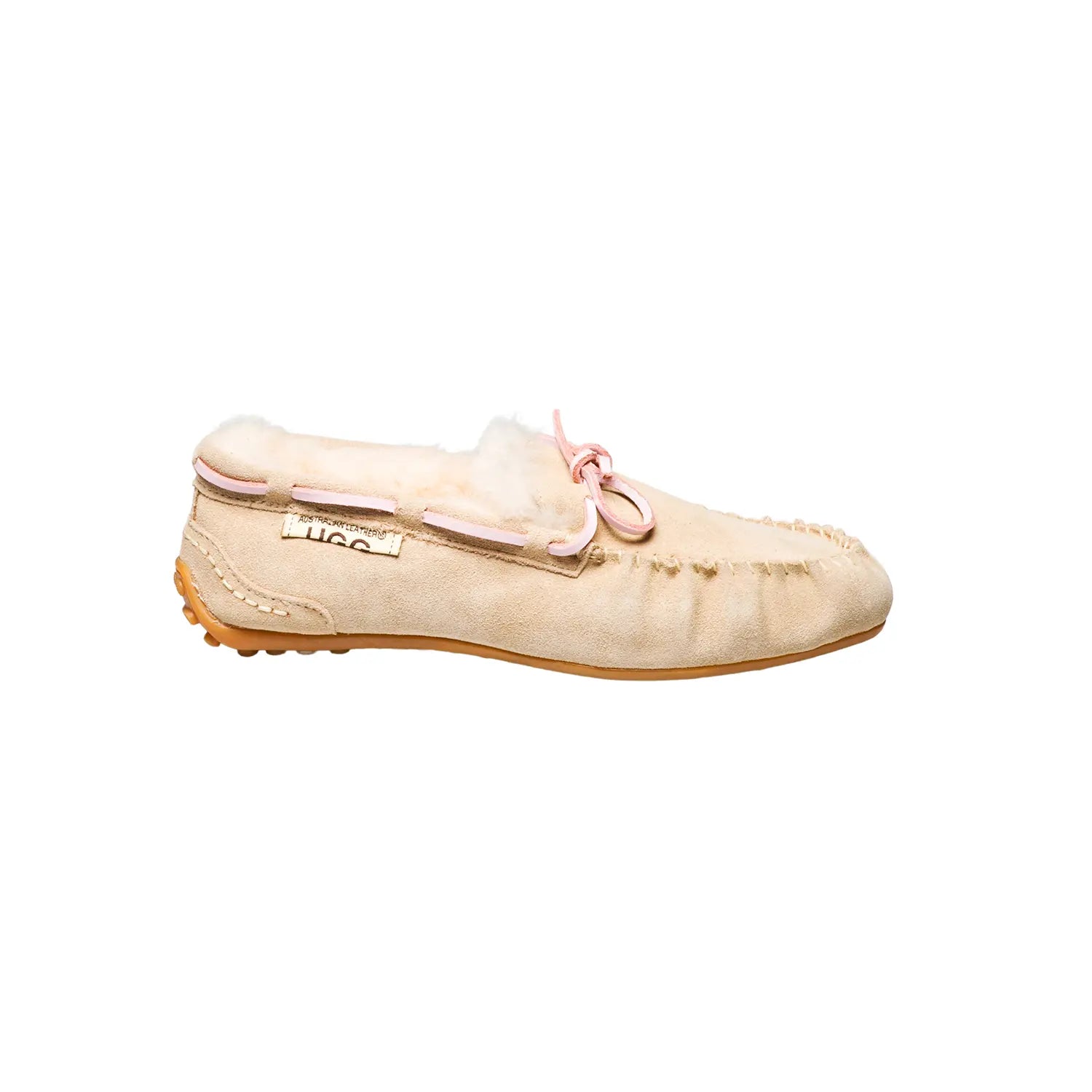 Classic UGG moccasins Natural/Sand Color made in Australia from premium Australian double-face sheepskin with tie-up leather laces, stylish short fashion UGG boots for men and women, water-resistant, warm and cozy with durable EVA rubber sole for indoor and outdoor wear
