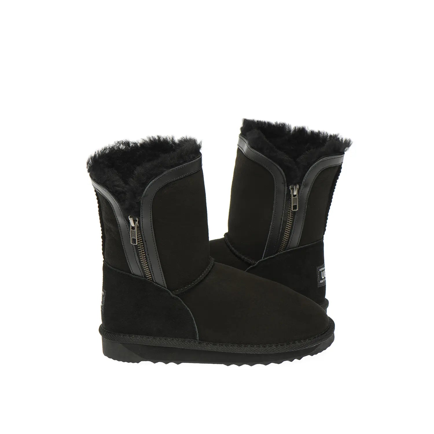 Michelle UGG boots made in Australia from premium Australian double-face sheepskin with Napa trim and side zip, stylish short fashion UGG boots for women, water-resistant, warm and cozy with durable EVA rubber sole for indoor and outdoor wear.