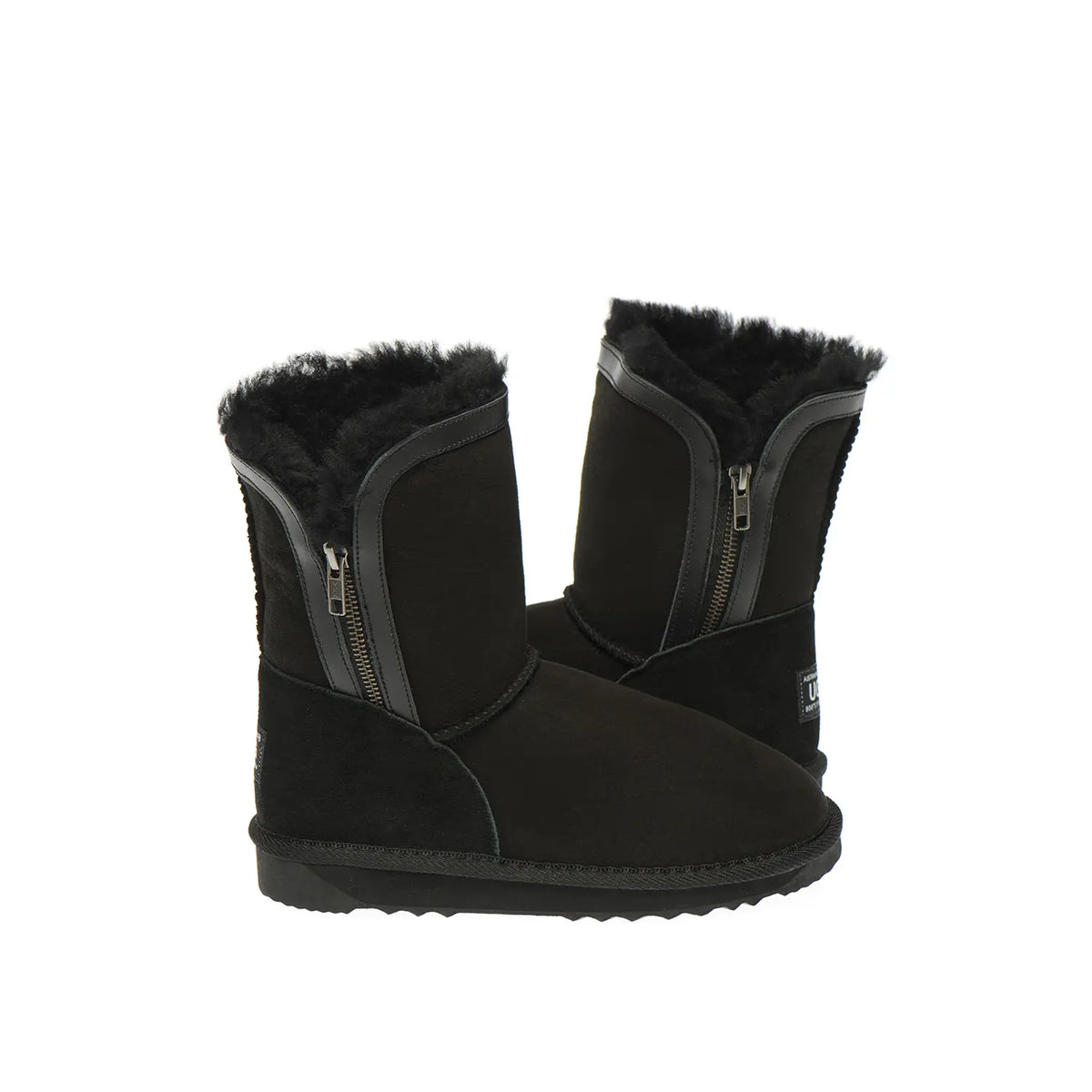 Michelle UGG boots made in Australia from premium Australian double-face sheepskin with Napa trim and side zip, stylish short fashion UGG boots for women, water-resistant, warm and cozy with durable EVA rubber sole for indoor and outdoor wear.