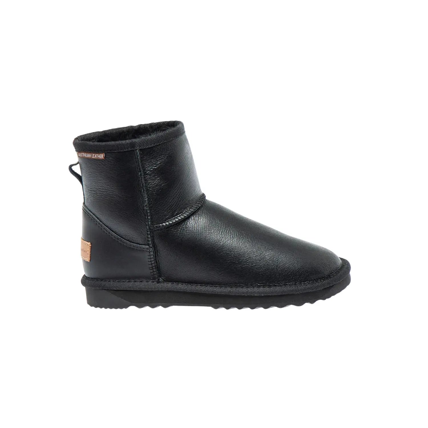 Napa Mini UGG boots made black Color in Australia from premium Australian double-face sheepskin with Napa finish, classic mini UGG boots for women, water-resistant, warm and cozy with durable EVA rubber sole for indoor and outdoor wear