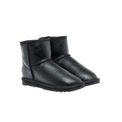 Napa Mini UGG boots made black Color in Australia from premium Australian double-face sheepskin with Napa finish, classic mini UGG boots for women, water-resistant, warm and cozy with durable EVA rubber sole for indoor and outdoor wear