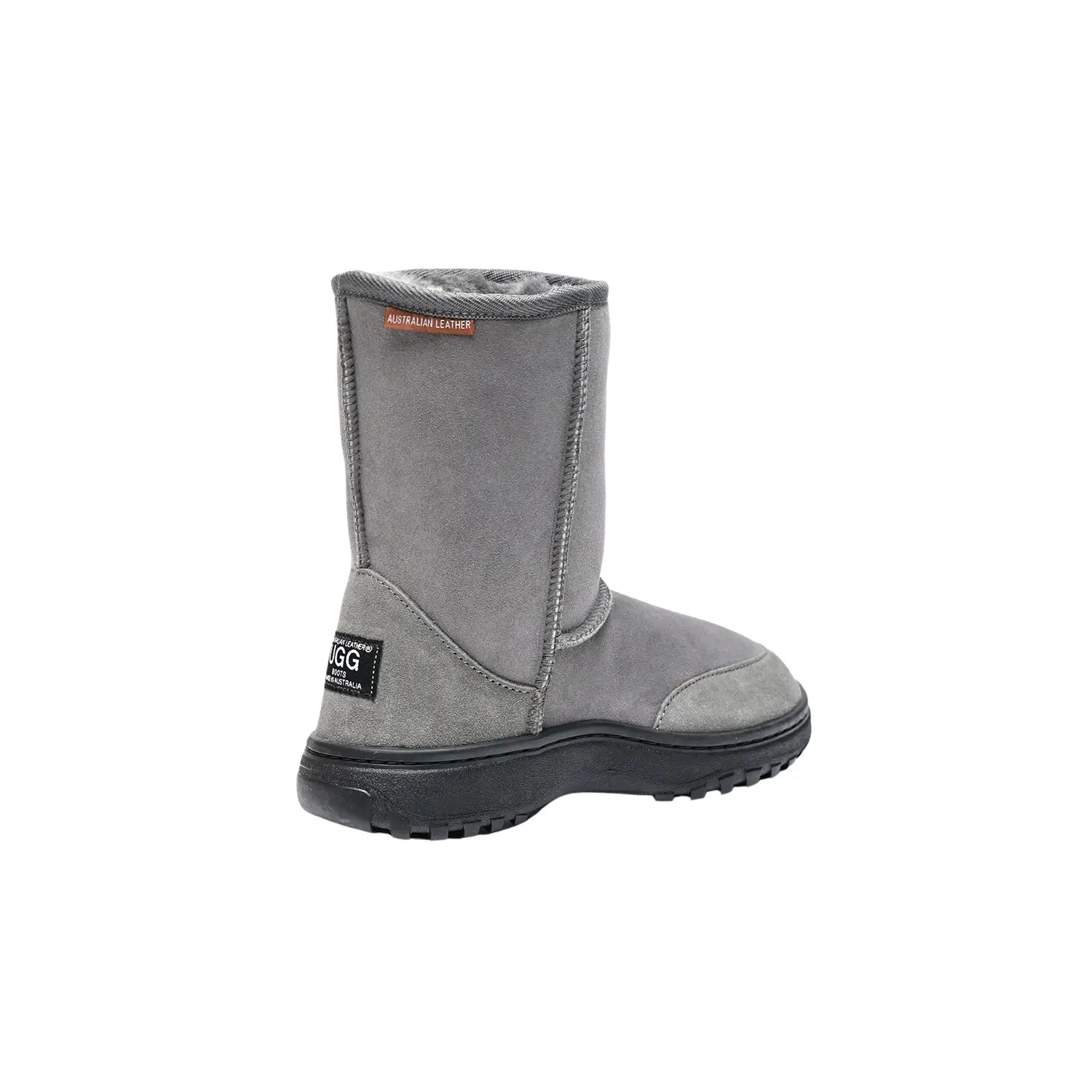 Unisex outdoor UGG boots Grey Color made in Australia with premium double-face sheepskin, durable dual rubber sole, medical-grade removable insoles, warm and weather-resistant sheepskin boots for men and women