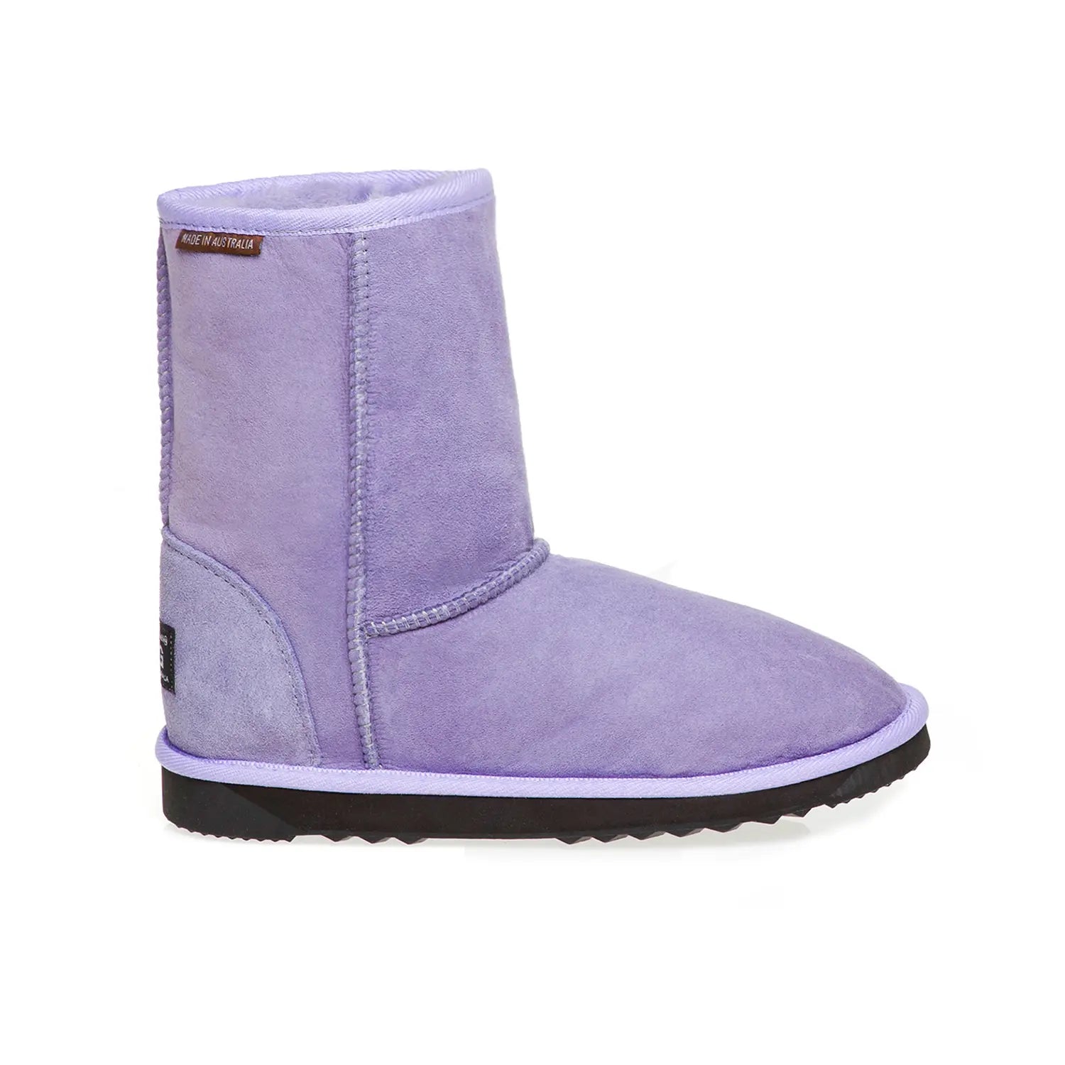 Classic Short UGG boots Lilac Color made in Australia from premium Australian double-face sheepskin, timeless unisex UGG boots for men and women, water-resistant, warm and cozy with durable EVA rubber sole for indoor and outdoor wear