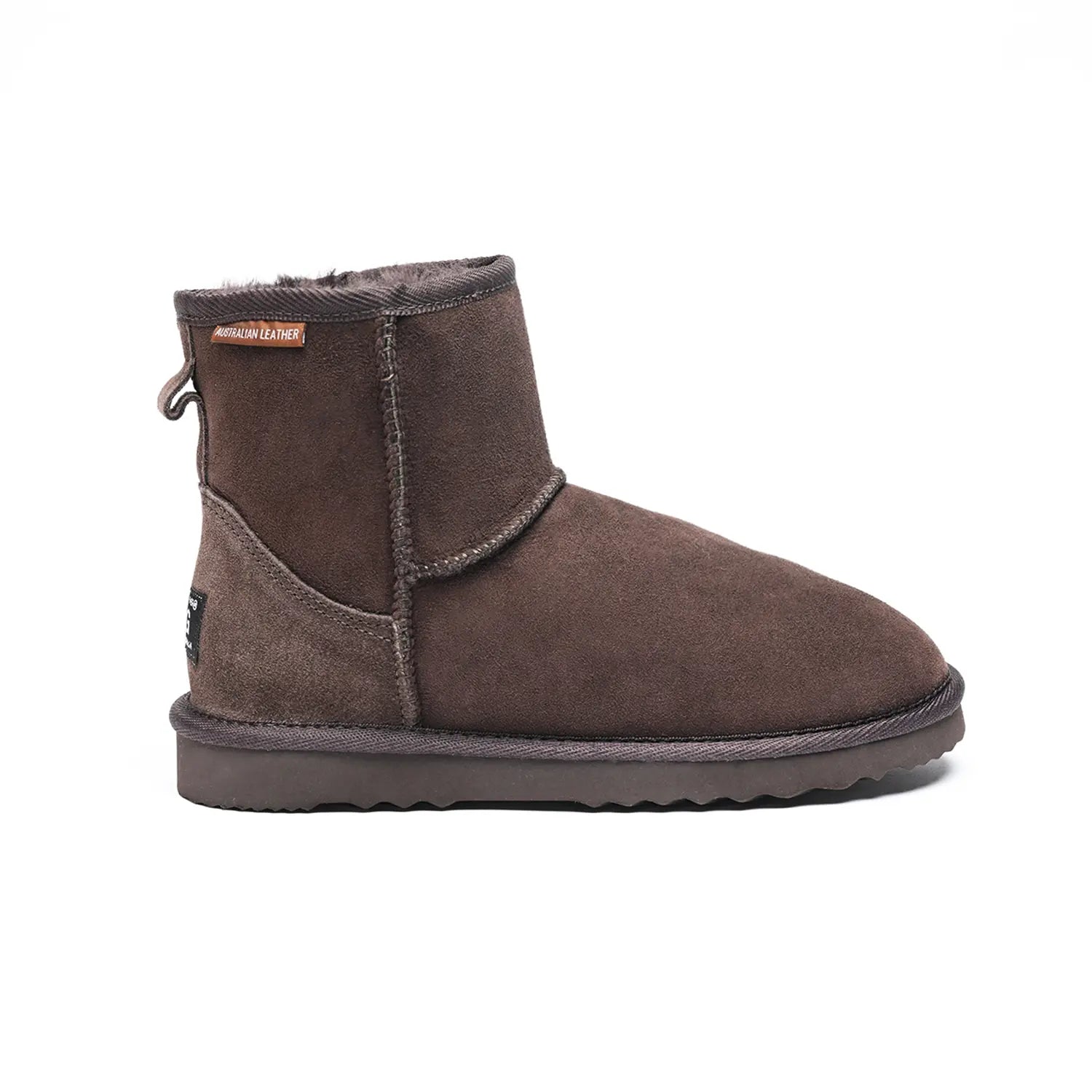 Premium Quality Unisex UGG Mini boots Chocolate Color made in Australia from Australian double-face sheepskin, classic timeless mini UGG boots for men and women, weather-resistant, warm and cozy with durable sole for indoor and outdoor wear