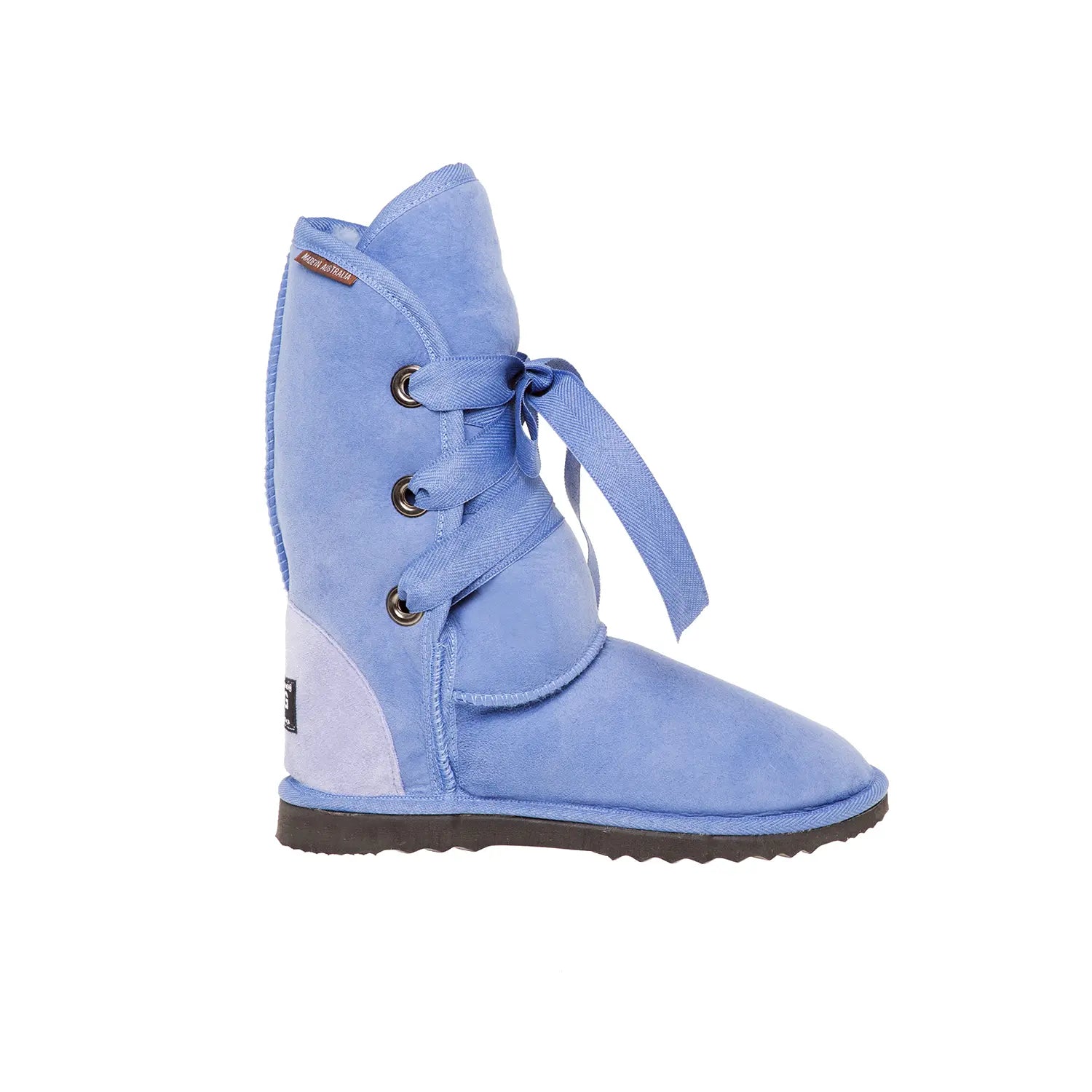 Roxy Nomad Short UGG boots Country Blue Color made in Australia from premium Australian double-face sheepskin with front lace-up design, stylish short fashion UGG boots for women, warm and cozy, water-resistant with durable sole for indoor and outdoor wear