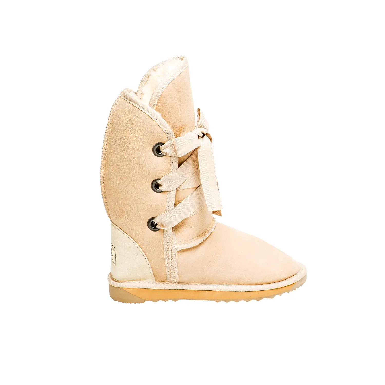 Roxy Nomad Short UGG boots Natural/Sand Color made in Australia from premium Australian double-face sheepskin with front lace-up design, stylish short fashion UGG boots for women, warm and cozy, water-resistant with durable sole for indoor and outdoor wear
