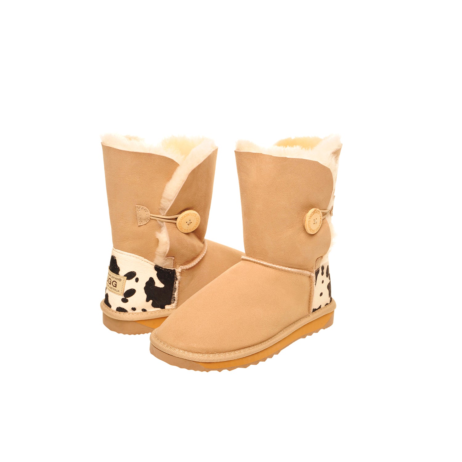 Single Button Cow Heel Print Mini Ugg Boots | UGGLIFE