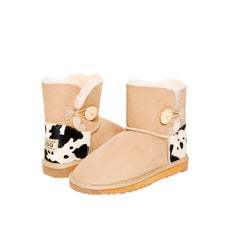 Single Button Cow Heel Print Mini Ugg Boots | UGGLIFE