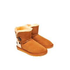 Single Button Cow Heel Print Mini Ugg Boots | UGGLIFE