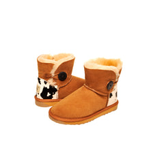 Single Button Cow Heel Print Mini Ugg Boots | UGGLIFE