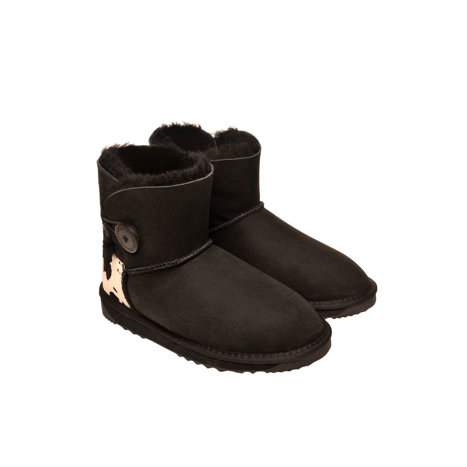 Single Button Cow Heel Print Mini Ugg Boots | UGGLIFE