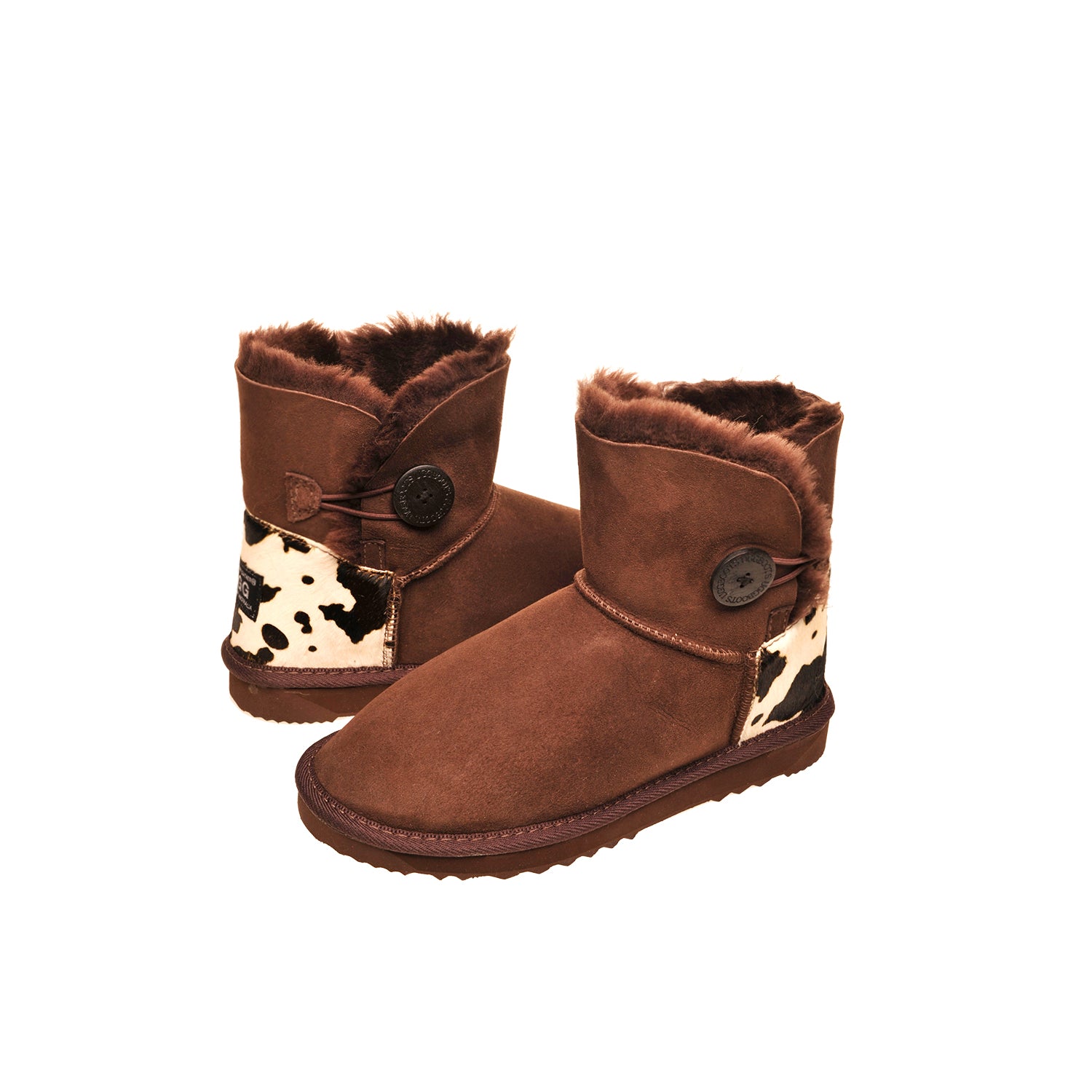 Single Button Cow Heel Print Mini Ugg Boots | UGGLIFE