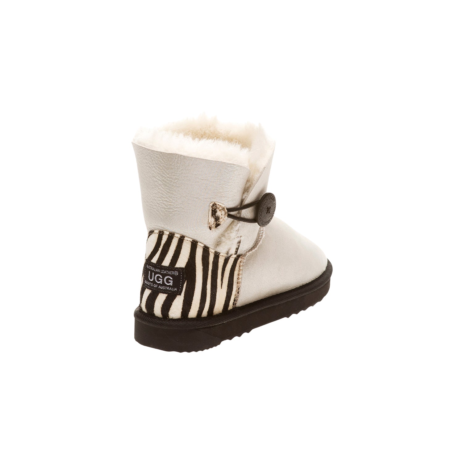 Single Button Shimmer Zebra Print Heel Mini Ugg Boots | UGGLIFE