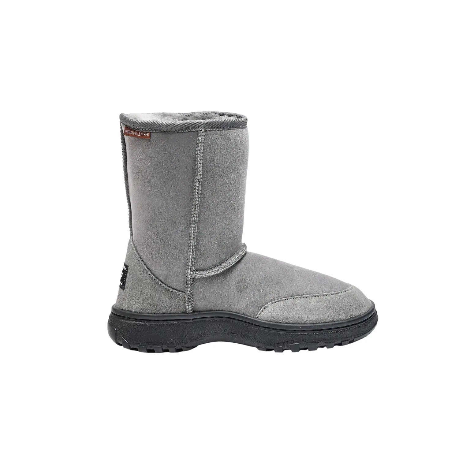Unisex outdoor UGG boots Grey Color made in Australia with premium double-face sheepskin, durable dual rubber sole, medical-grade removable insoles, warm and weather-resistant sheepskin boots for men and women
